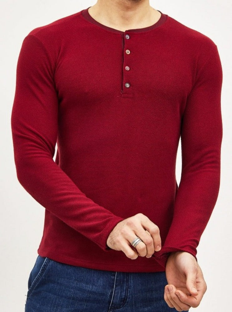 T-shirt manche long slim rouge homme