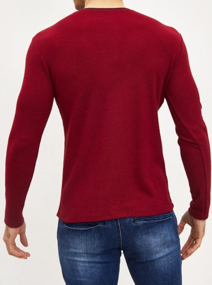 T-shirt manche long rouge homme2