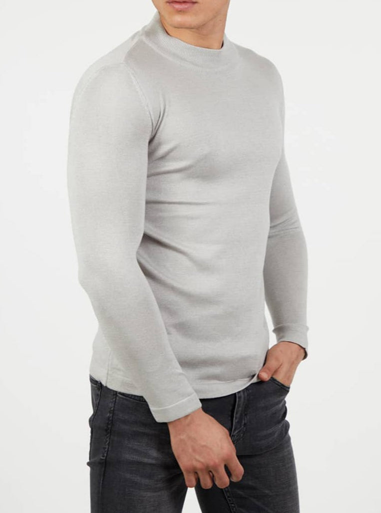 Pull col rond gris homme