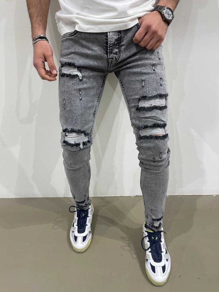 Jeans classique gris foncé skinny destroyer fashion homme ilannfive 