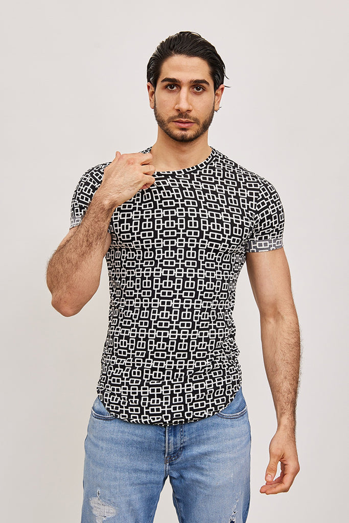 Tee-Shirt manches courtes col rond motif chaines ilannfive