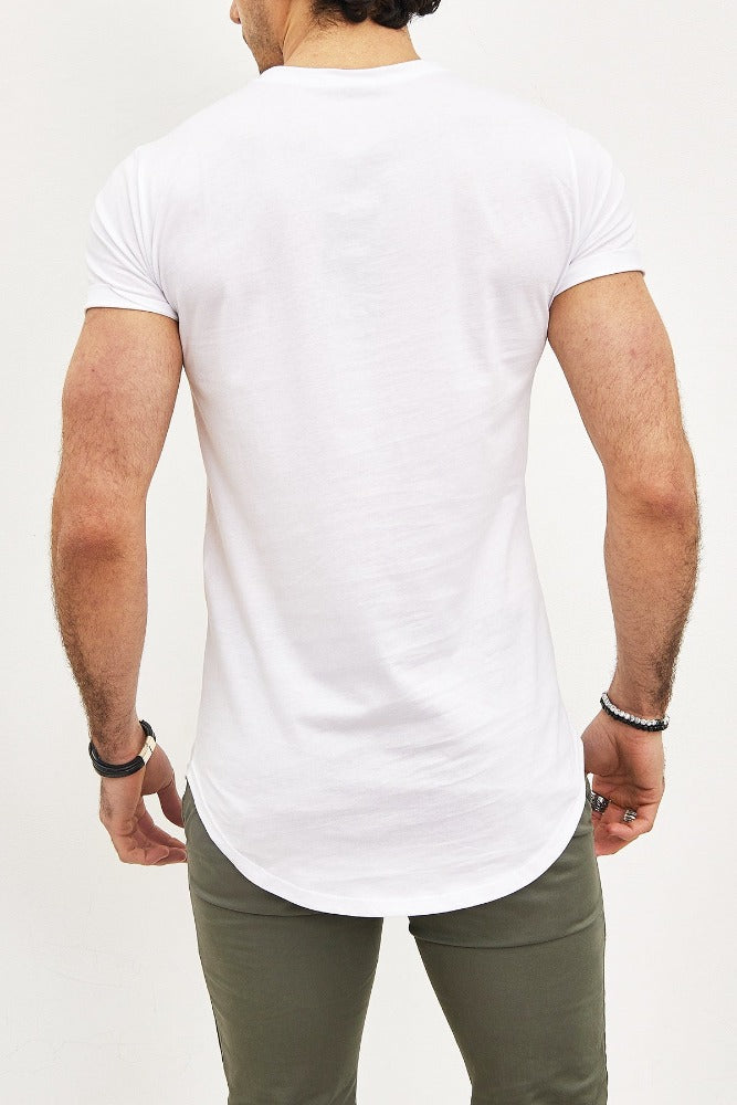 T-shirt manches courtes oversize col rond blanc coton homme2