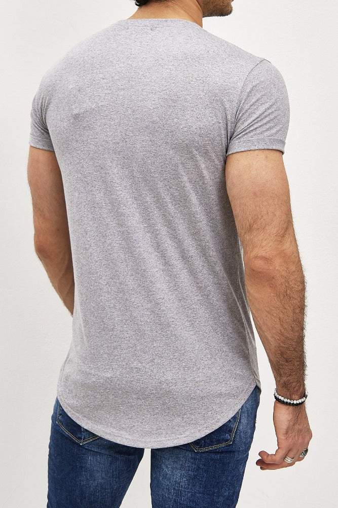 T-shirt oversize col rond gris clair coton homme1