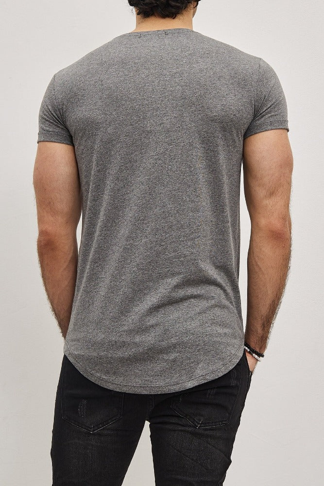 T-shirt oversize col rond gris foncé coton homme2