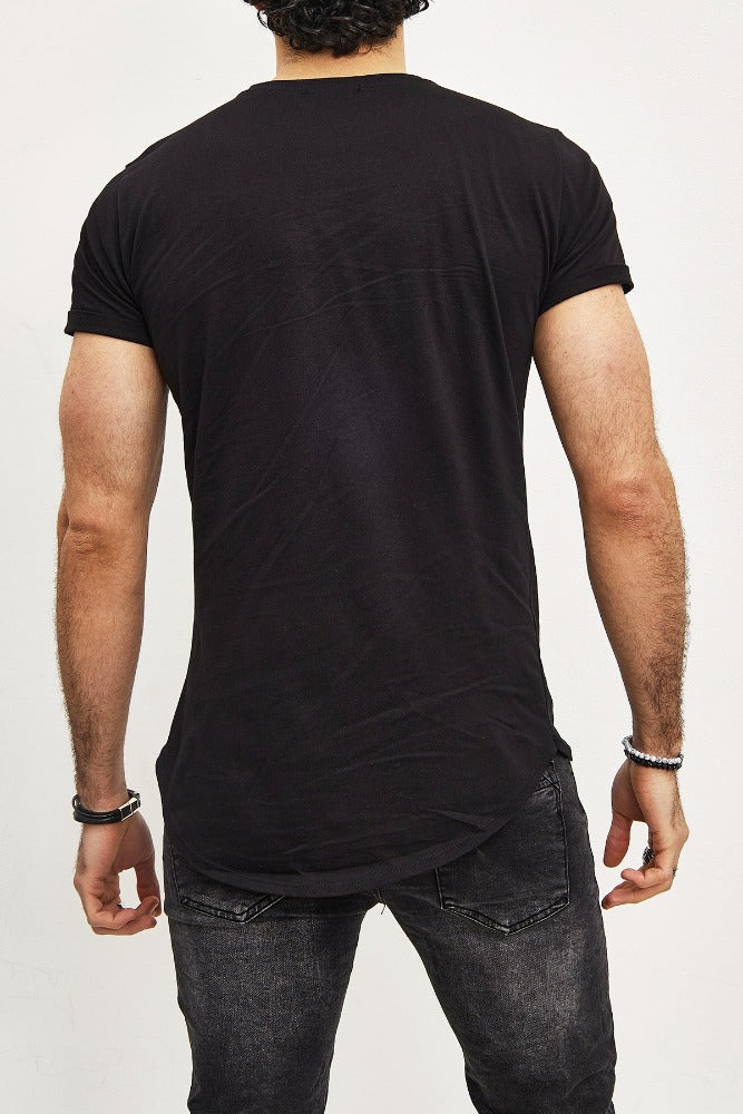 T-shirt oversize col rond noir coton homme2