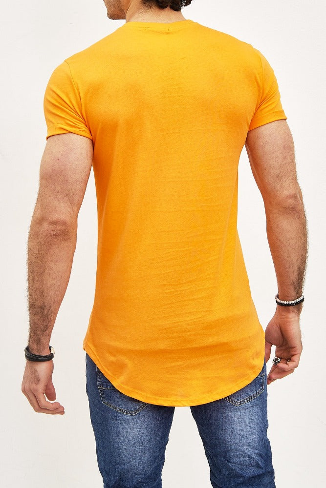 T-shirt oversize col rond orange coton homme2
