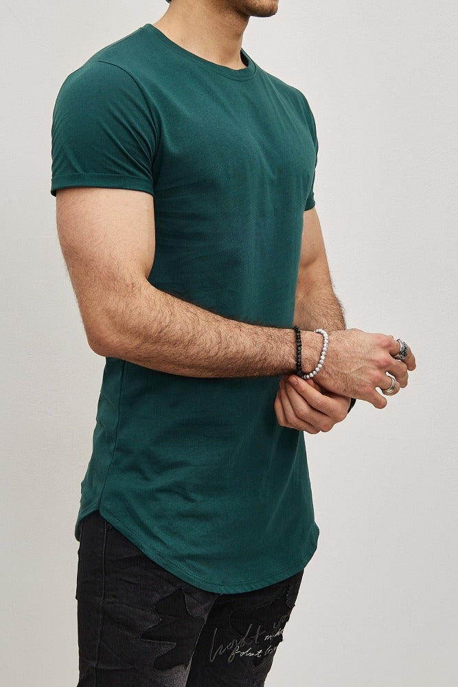 T-shirt oversize col rond vert coton homme1