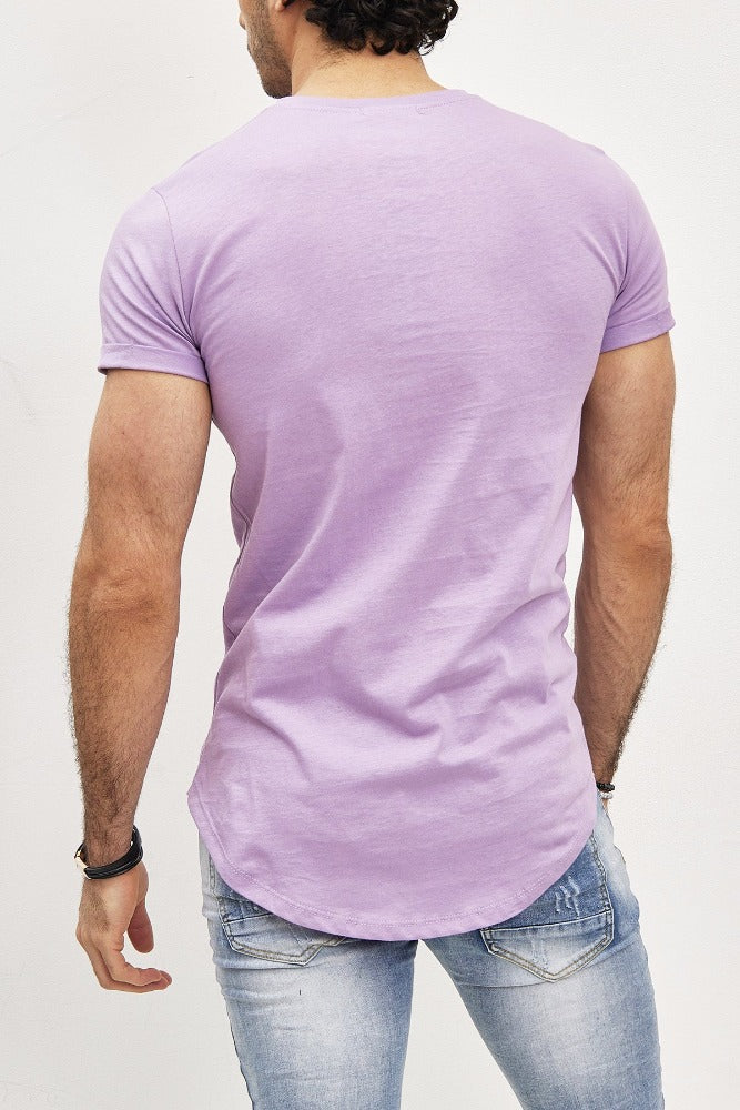 T-shirt oversize col rond violet coton homme2