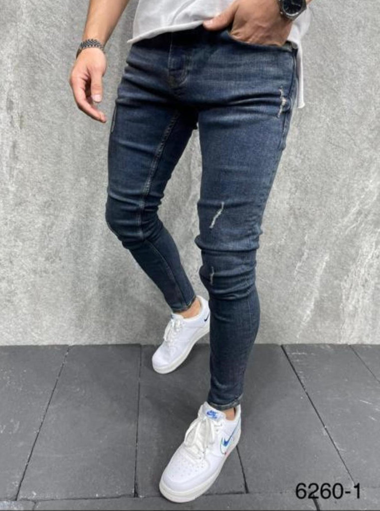 Jeans skinny bleu classique avec griffures homme 2y premium