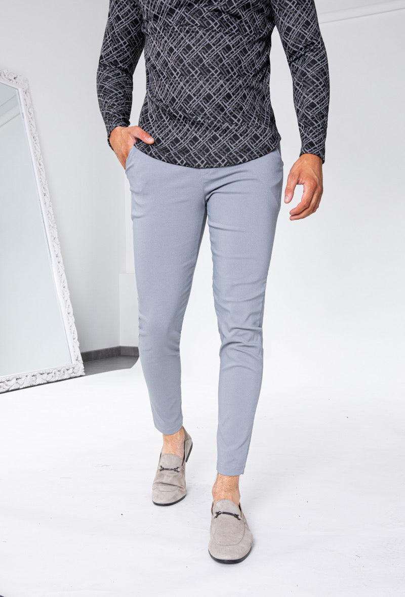 Pantalon chino gris à carreaux fashion homme – ILANNFIVE
