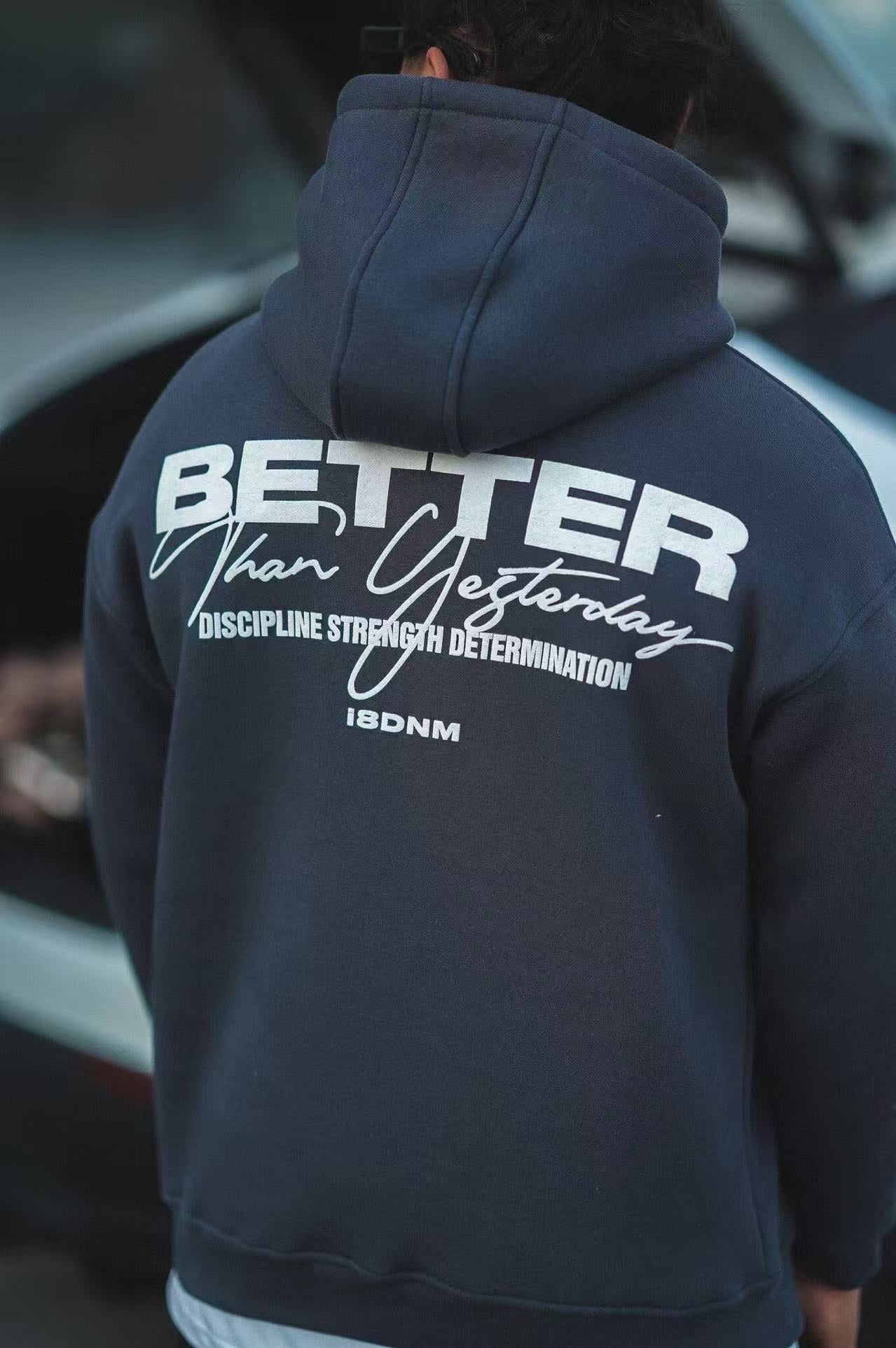 Sweat à capuche imprimé BETTER gris foncé