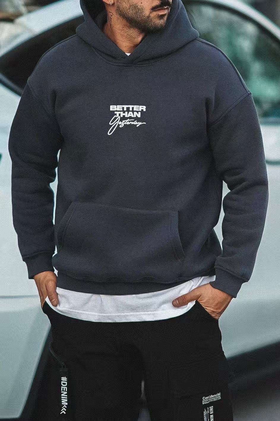 Sweat à capuche imprimé BETTER gris foncé