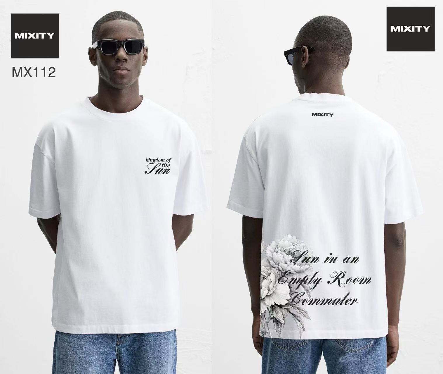 T-shirt oversize blanc avec imprimé fleur