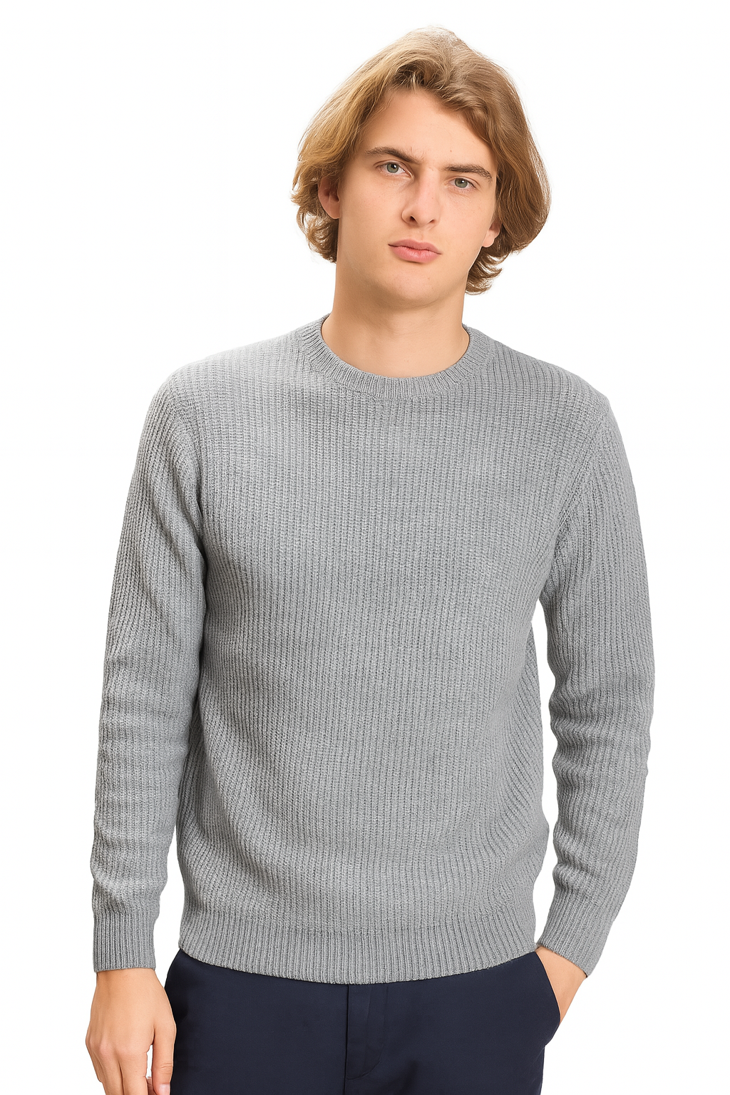Pull Homme – Col Rond Maille côtelées