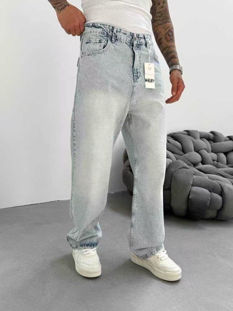 Jean homme – Délavé Blanc-Gris– Coupe Large