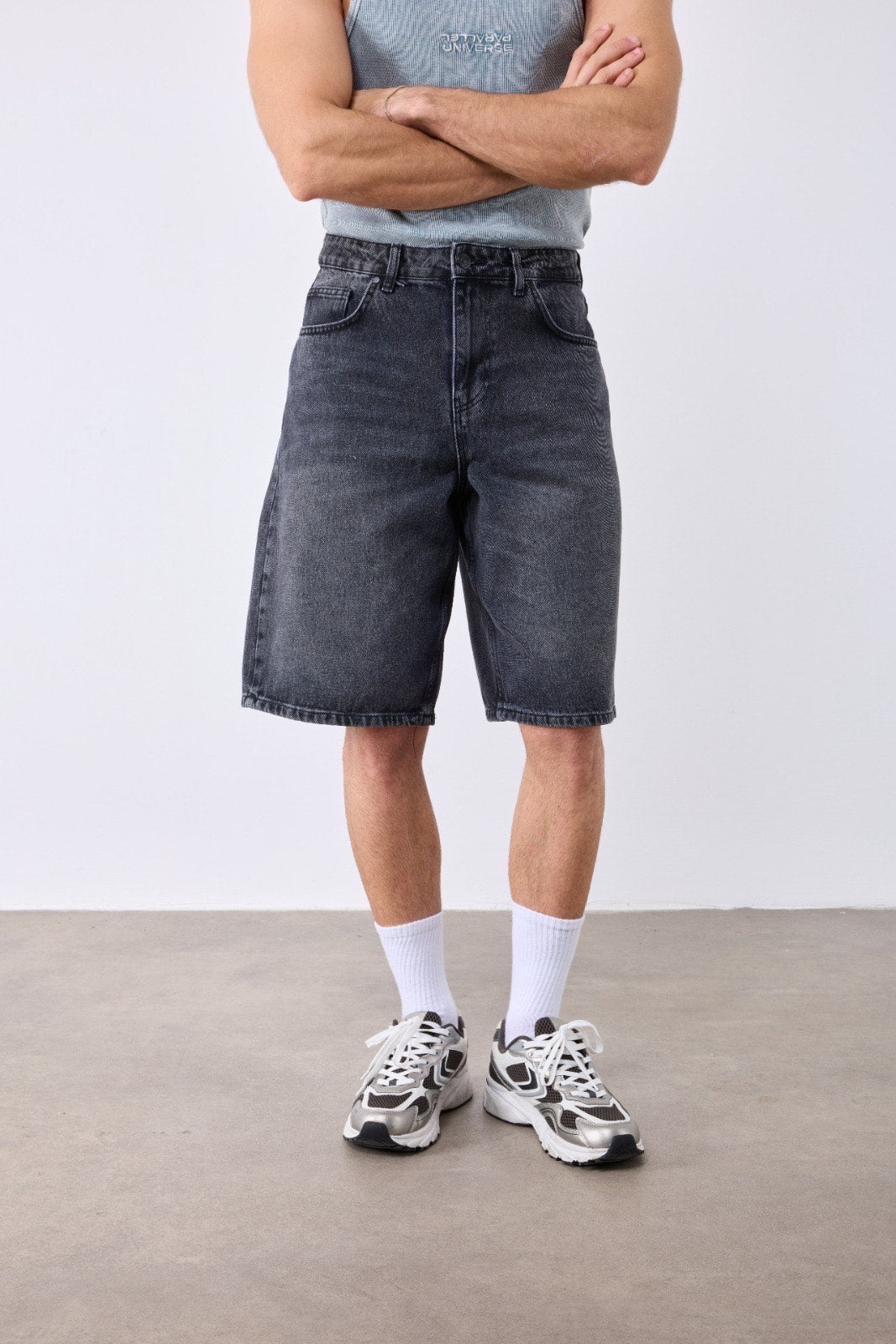 Short en jean NOIR