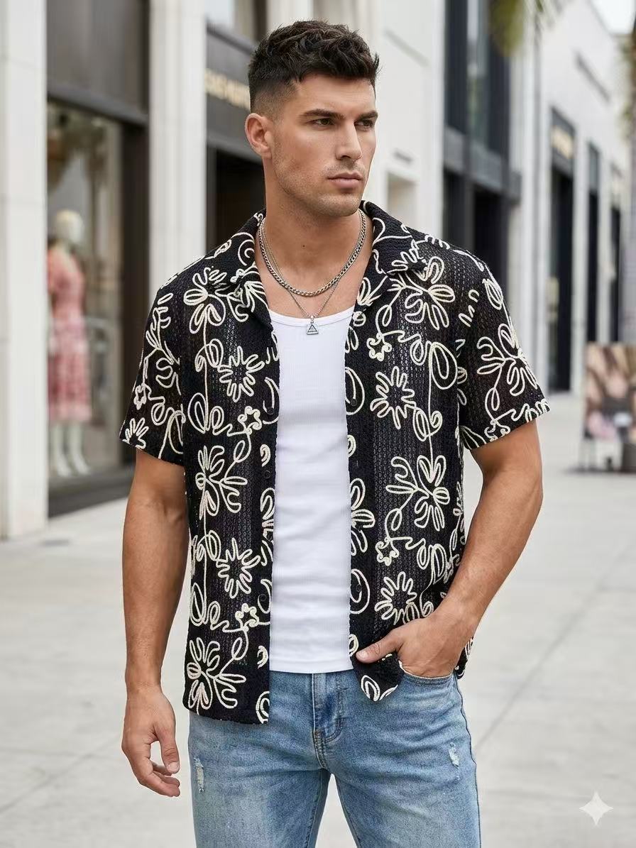 Chemise Manches Courtes Homme Noir