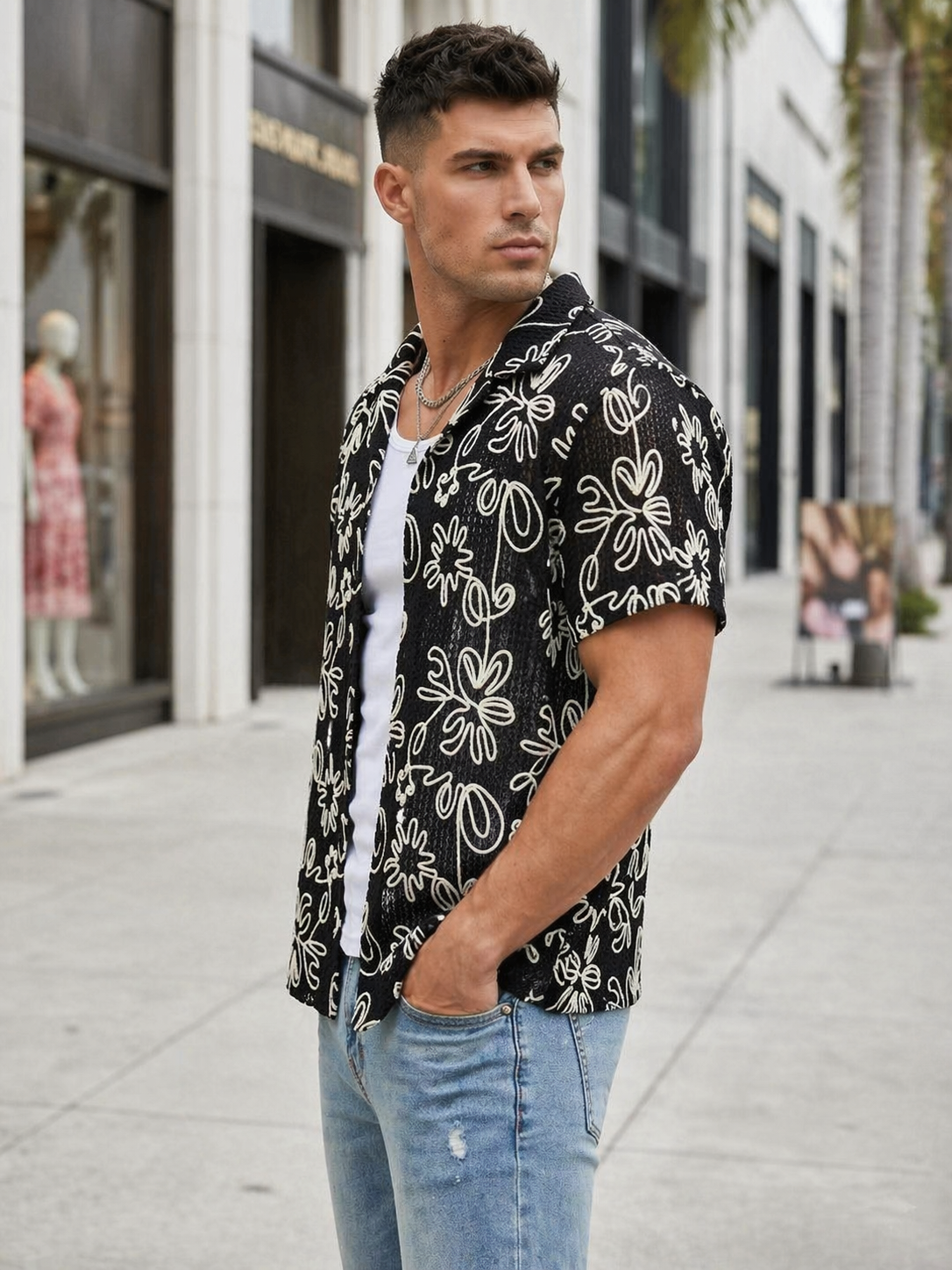 Chemise Manches Courtes Homme Noir