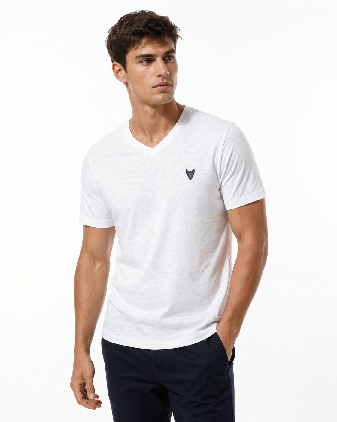 T-shirt homme col V Blanc