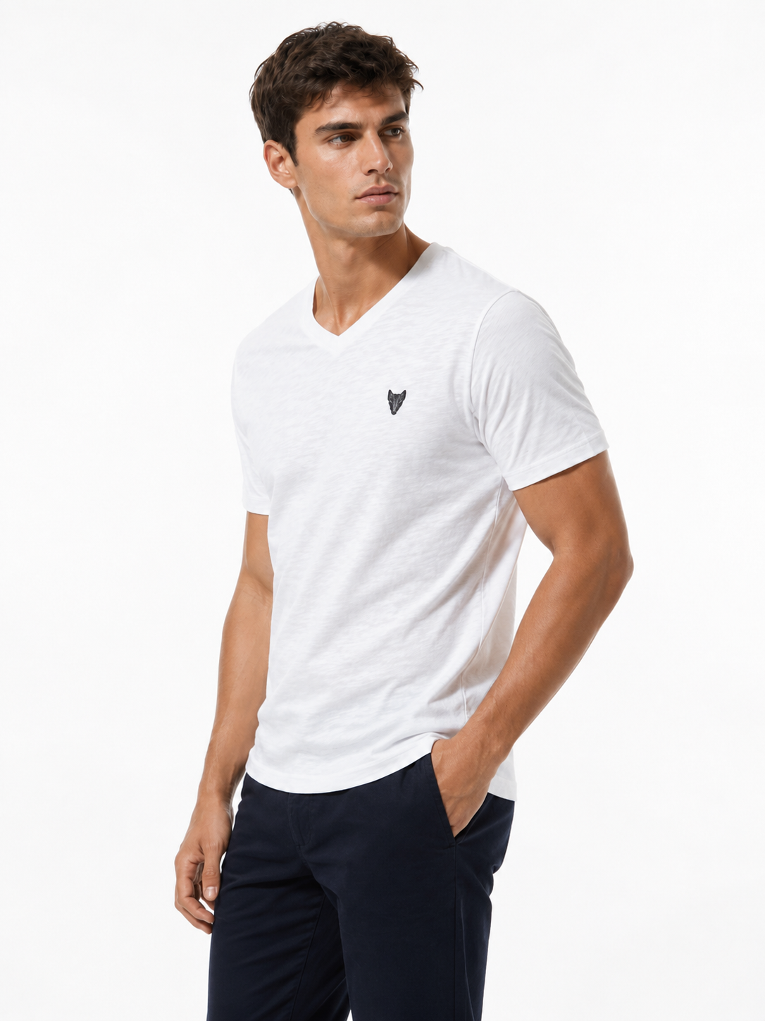 T-shirt homme col V Blanc