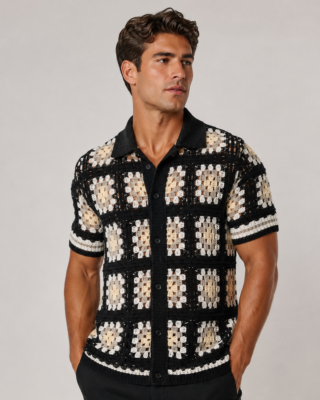 Chemise homme crochet noir