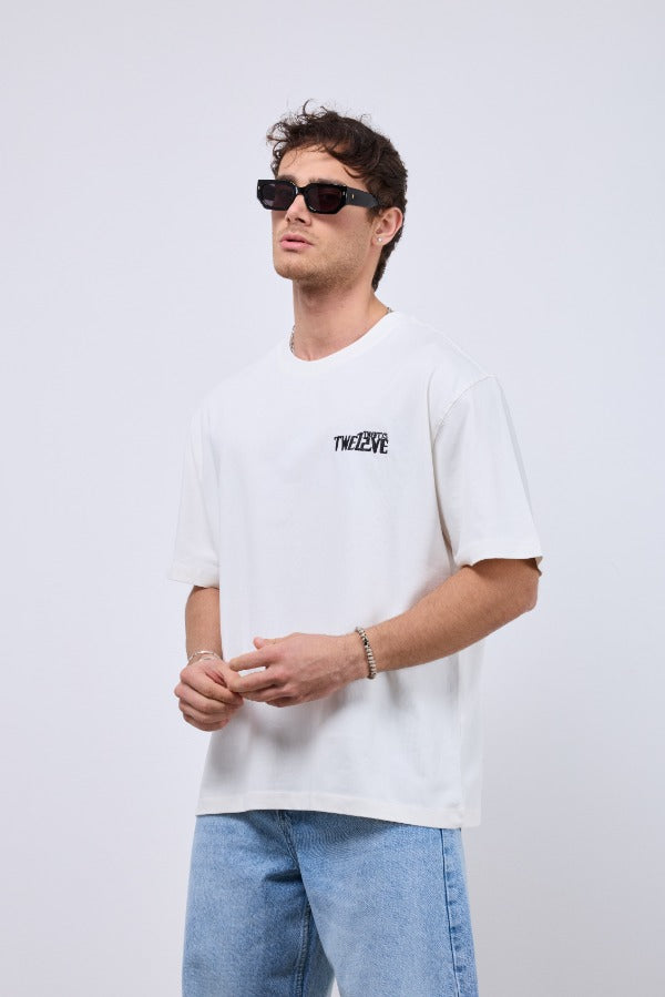 T-shirt Cats Graphic BLANC