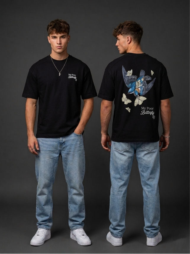 T-shirt Bird & Butterflies NOIR
