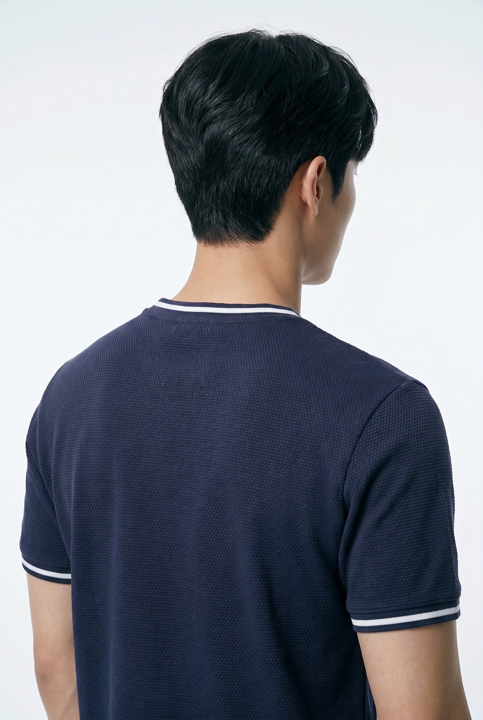 T-shirt homme marine texturé