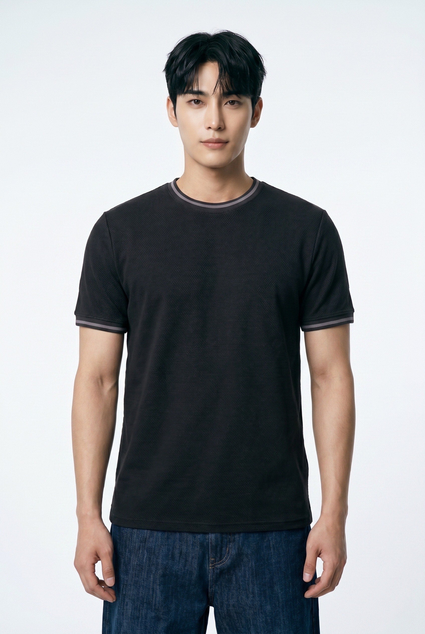 T-shirt homme noir texturé