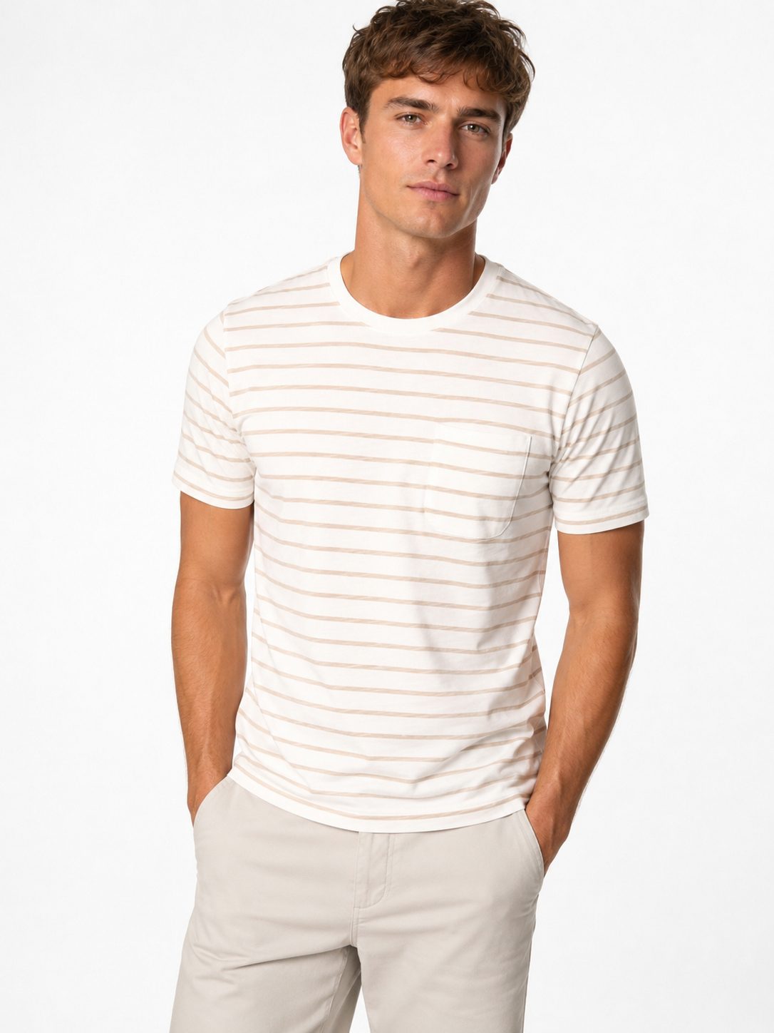 T-shirt homme rayé beige