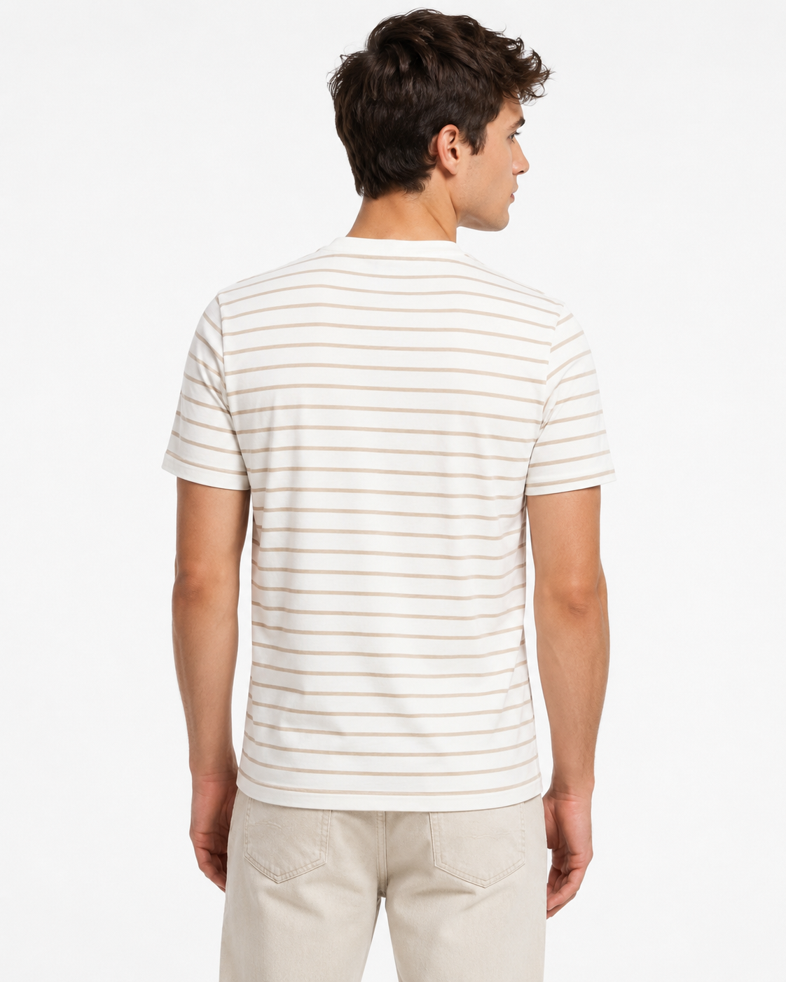 T-shirt homme rayé beige