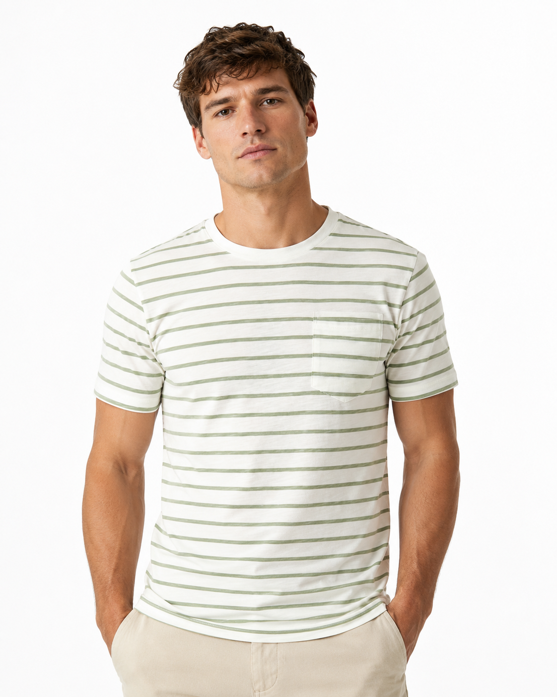 T-shirt homme rayé Vert