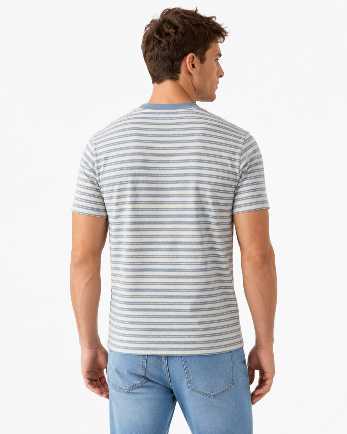 T-shirt homme rayé bleu texturé