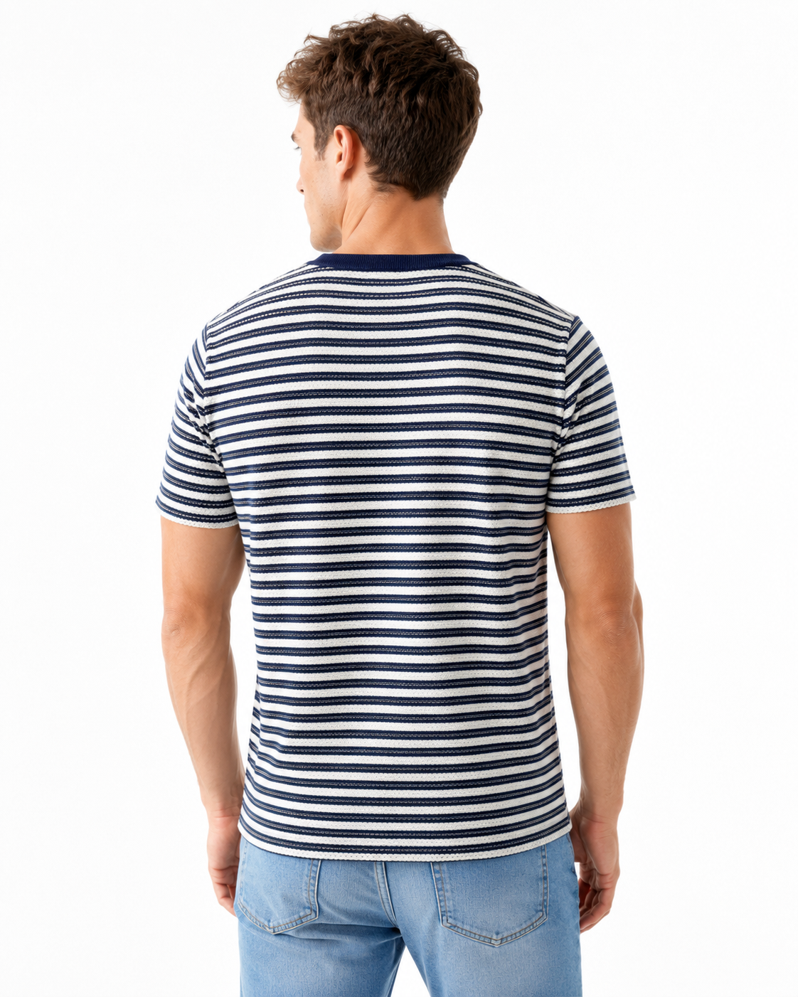 T-shirt homme rayé marine texturé