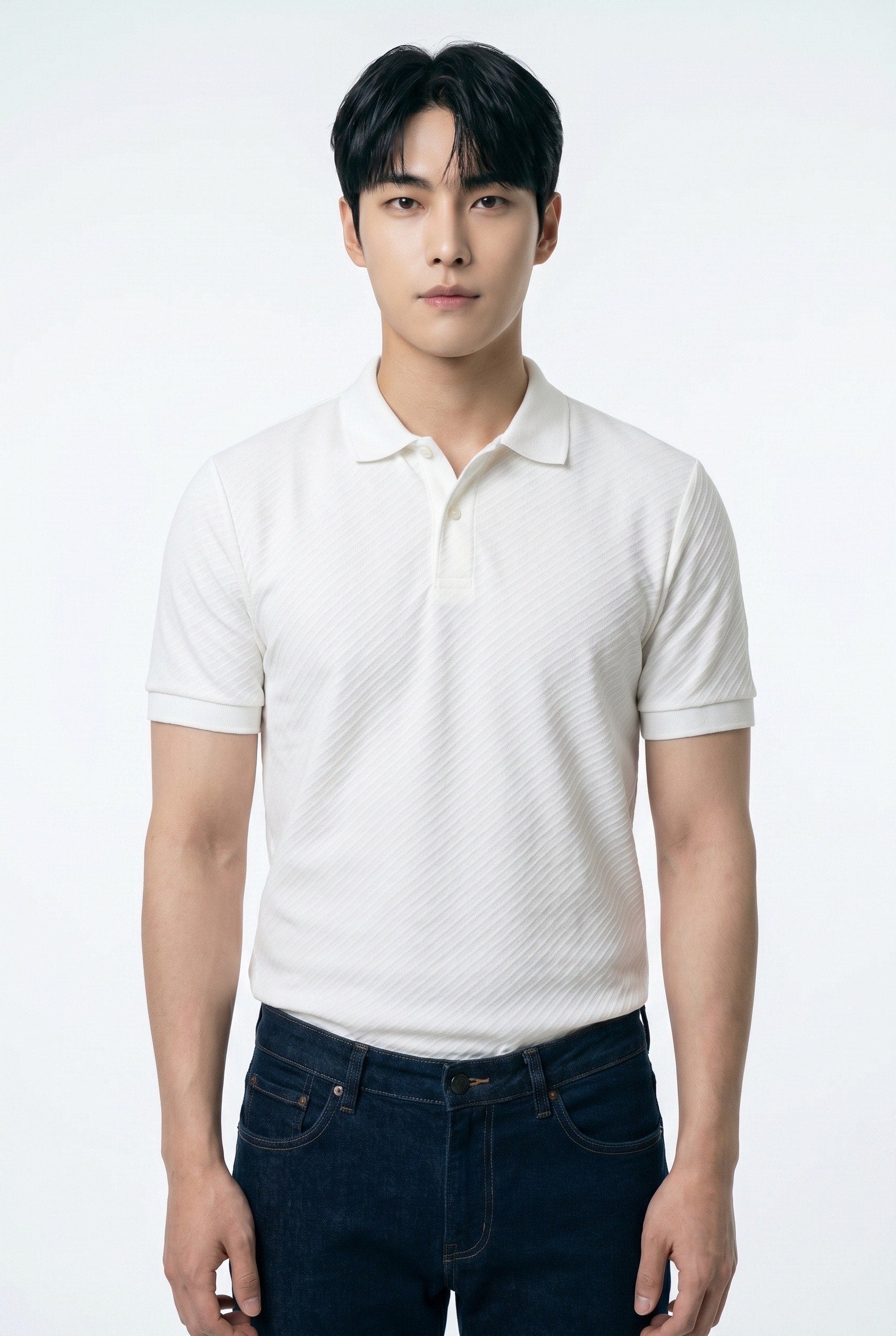 Polo homme blanc texturé