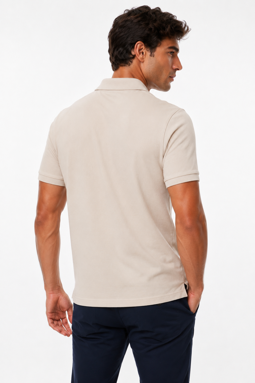 Polo homme beige en maille piquée