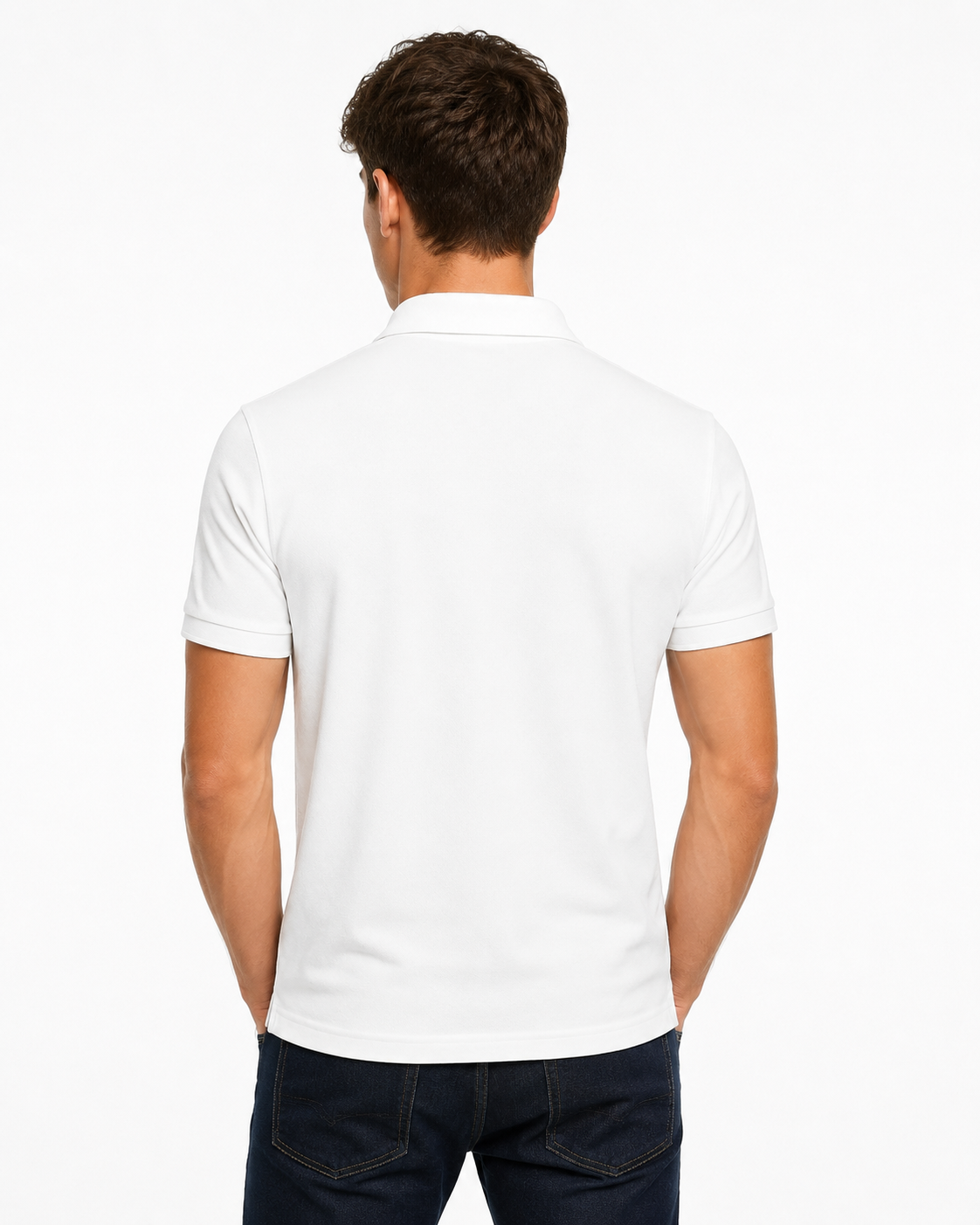 Polo homme blanc en maille piquée