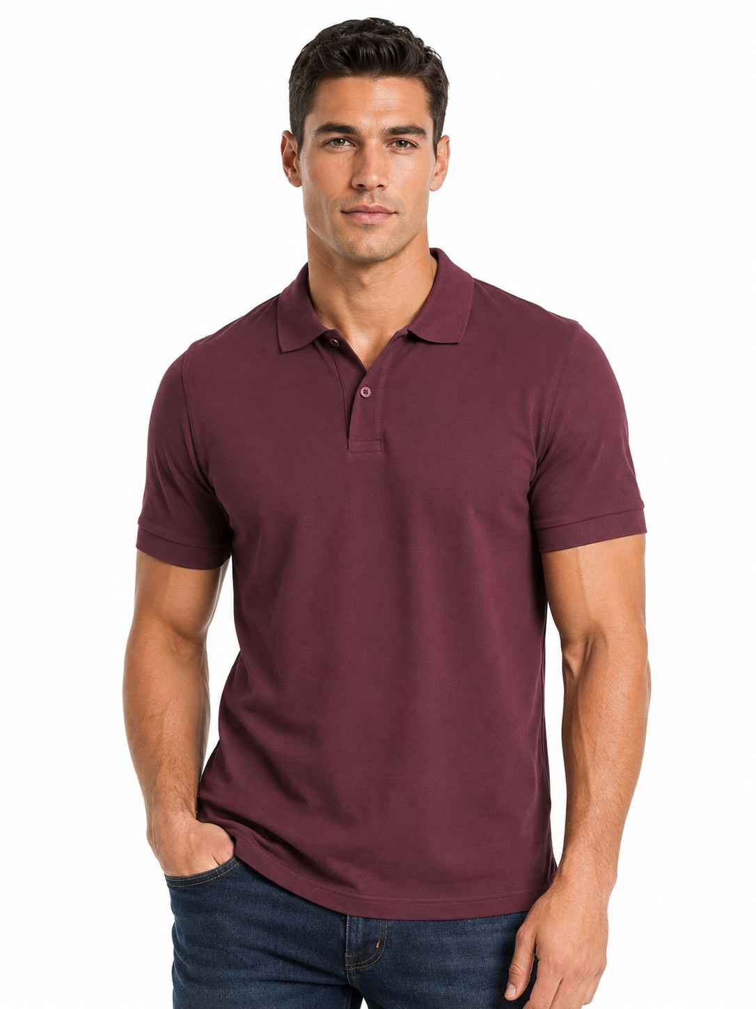Polo homme bordeaux en maille piquée