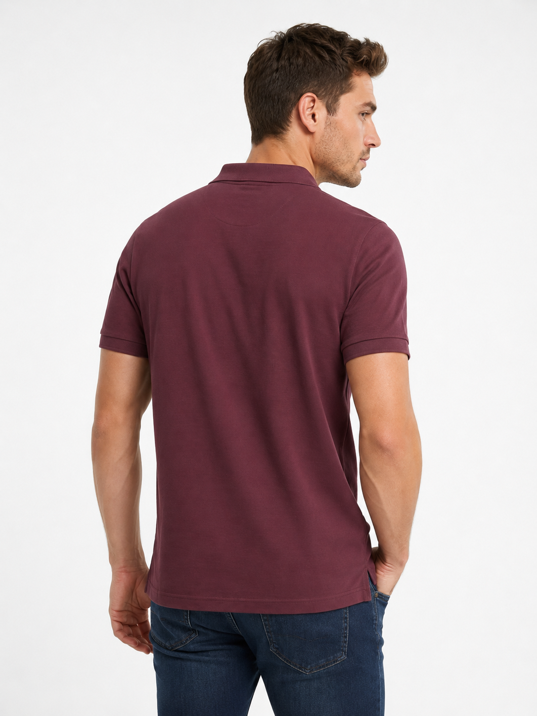 Polo homme bordeaux en maille piquée