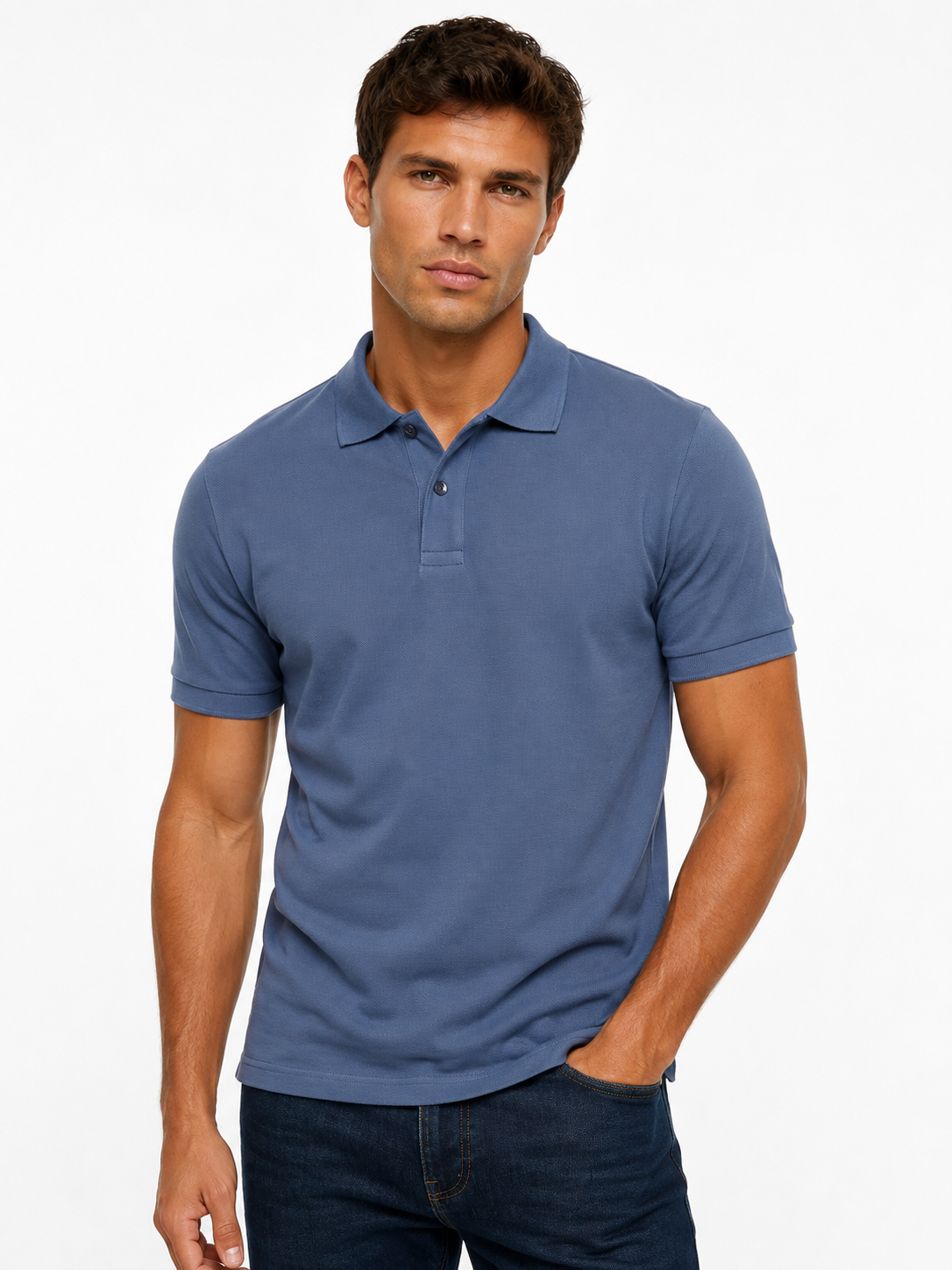 Polo homme marine en maille piquée