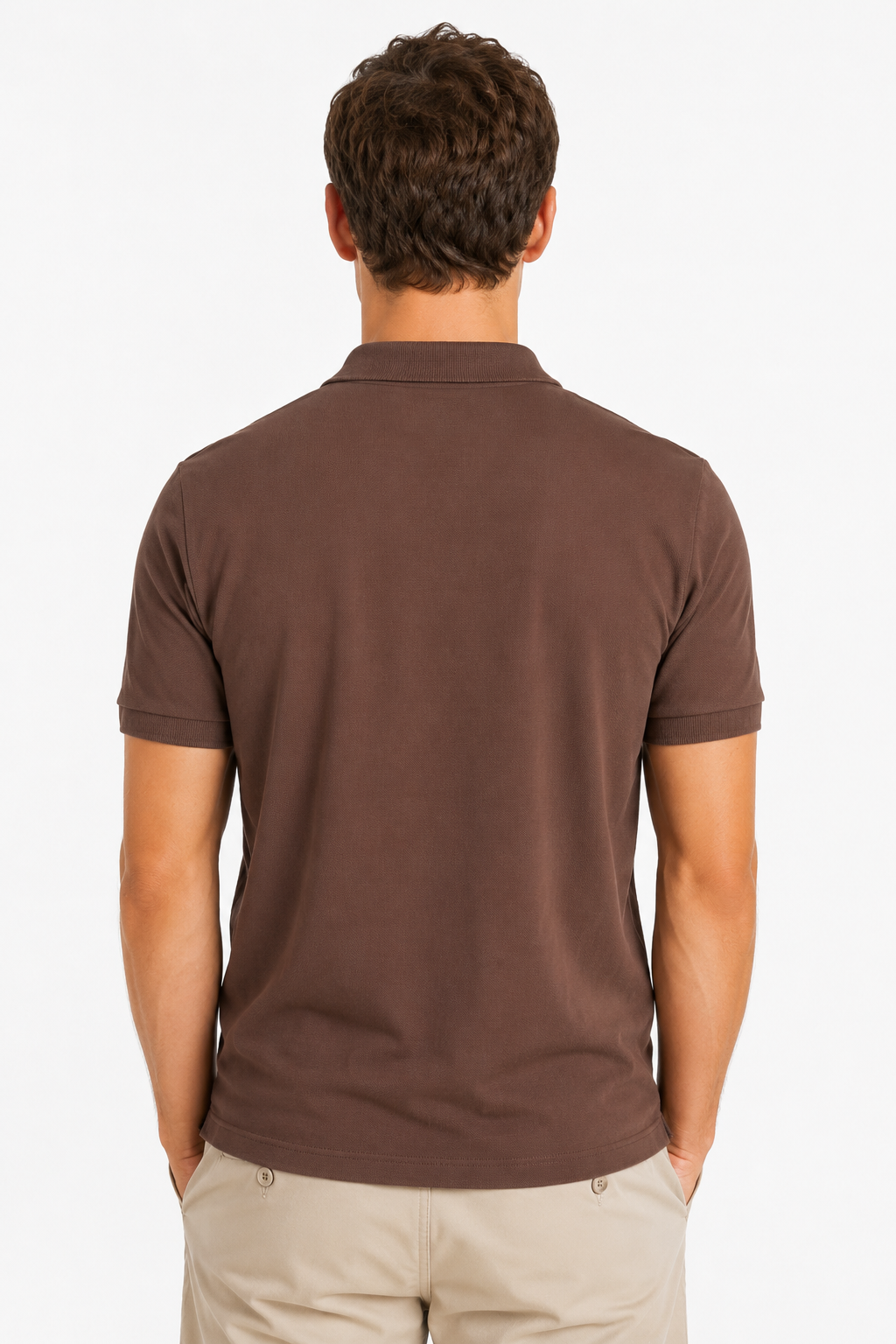 Polo homme marron en maille piquée