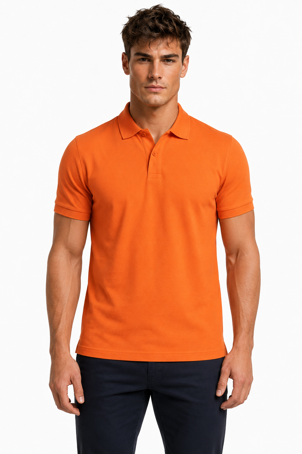 Polo homme orange en maille piquée