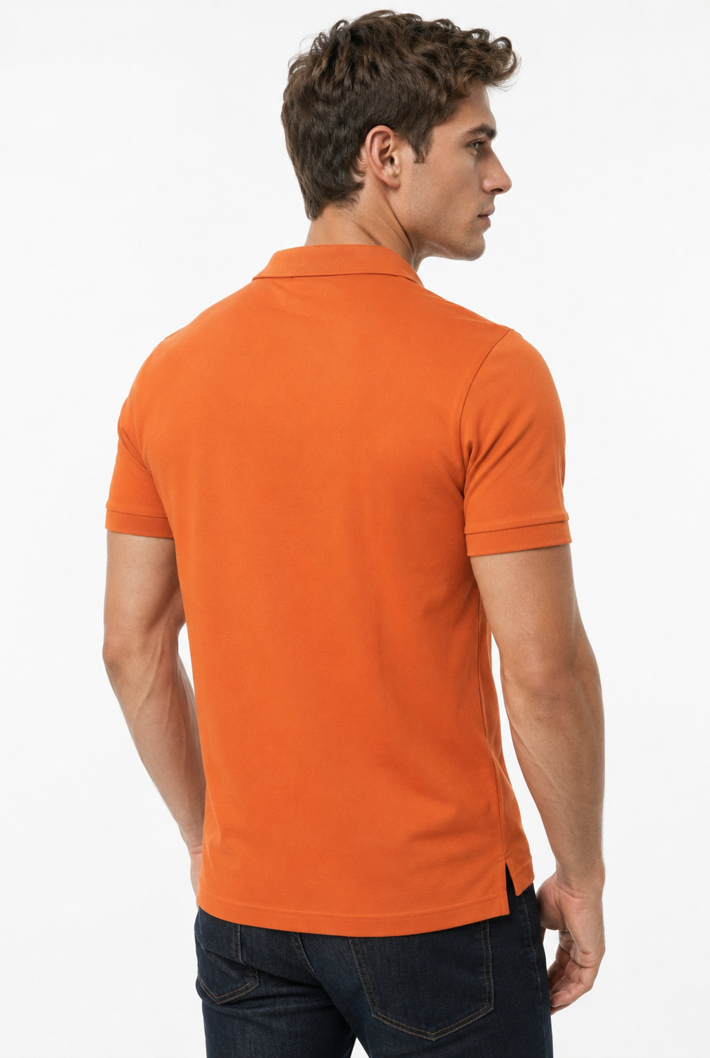 Polo homme orange en maille piquée
