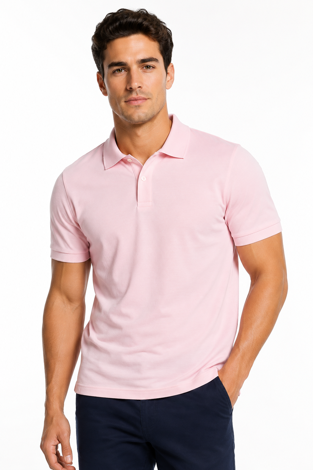 Polo homme rose en maille piquée