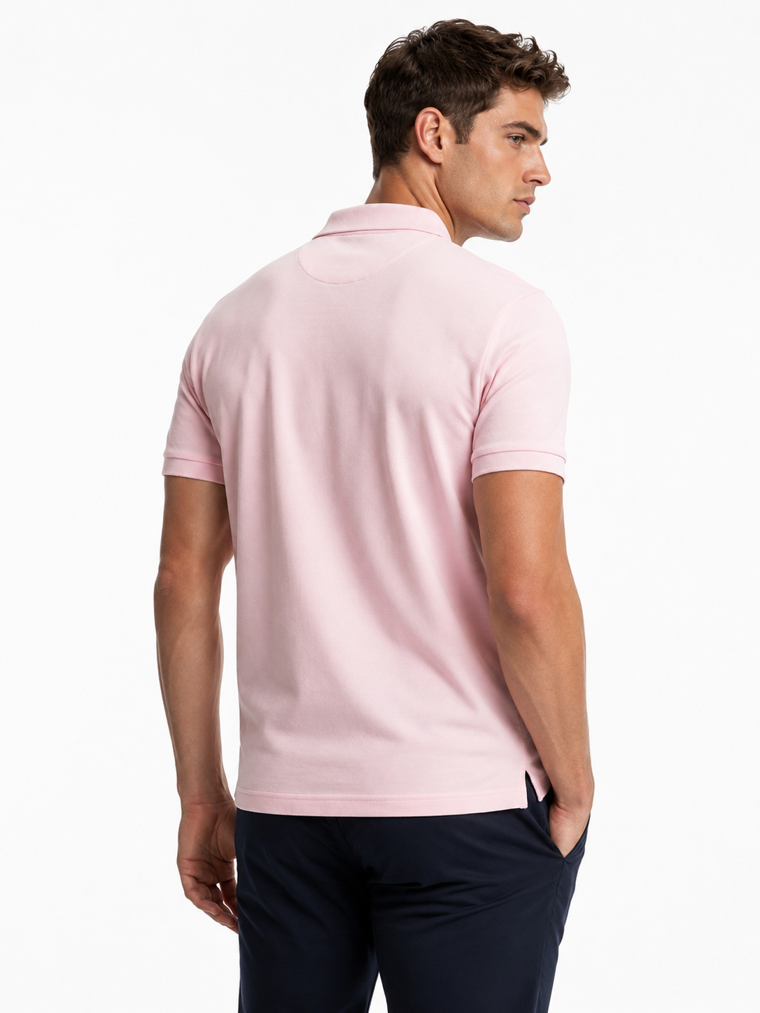 Polo homme rose en maille piquée