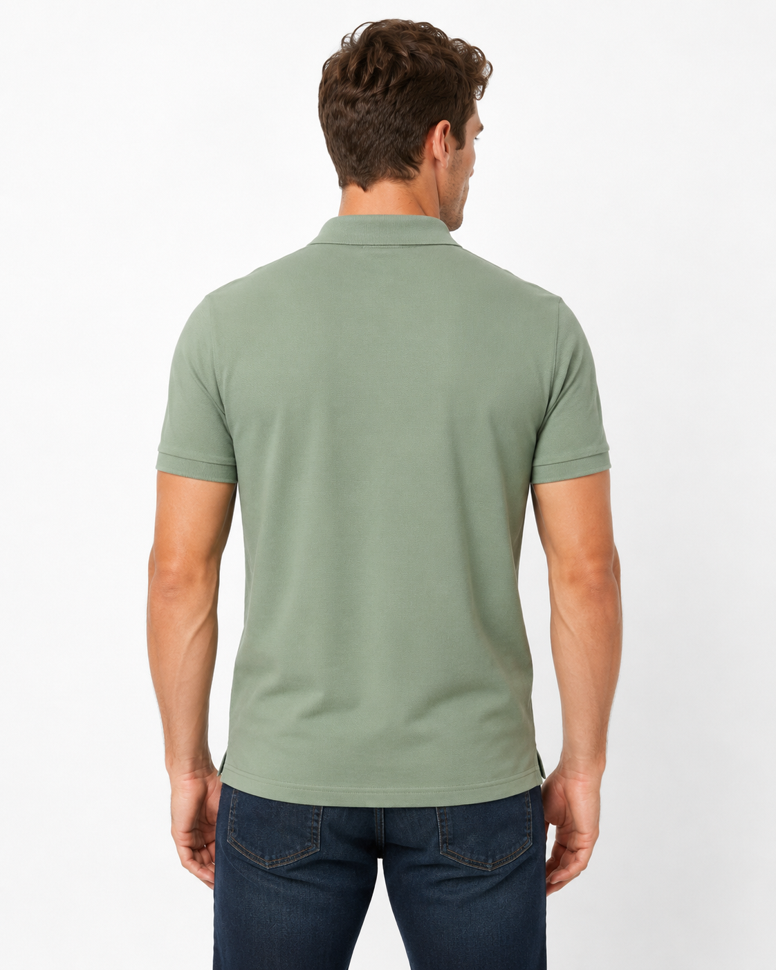 Polo homme vert en maille piquée