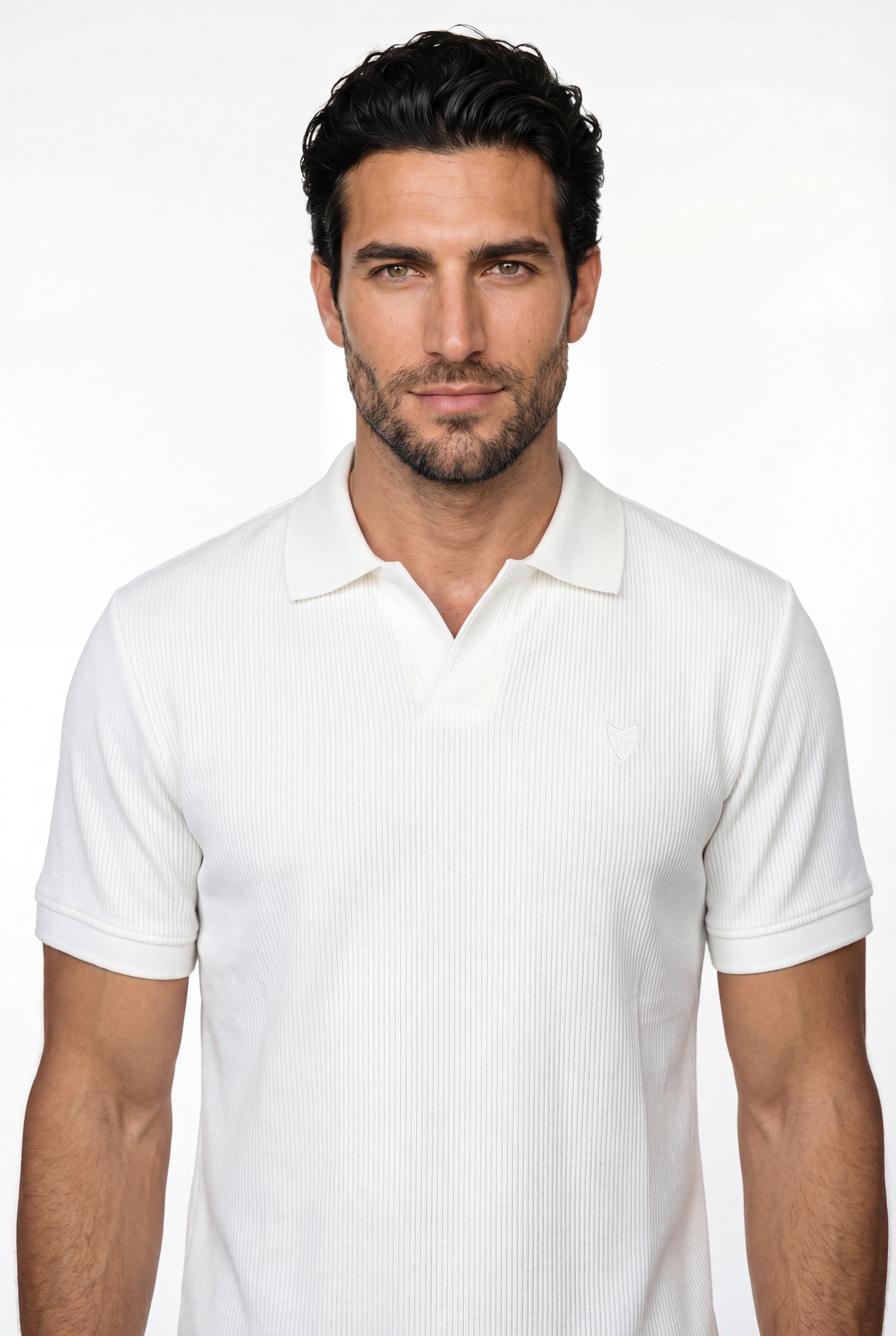 Polo homme blanc texturé