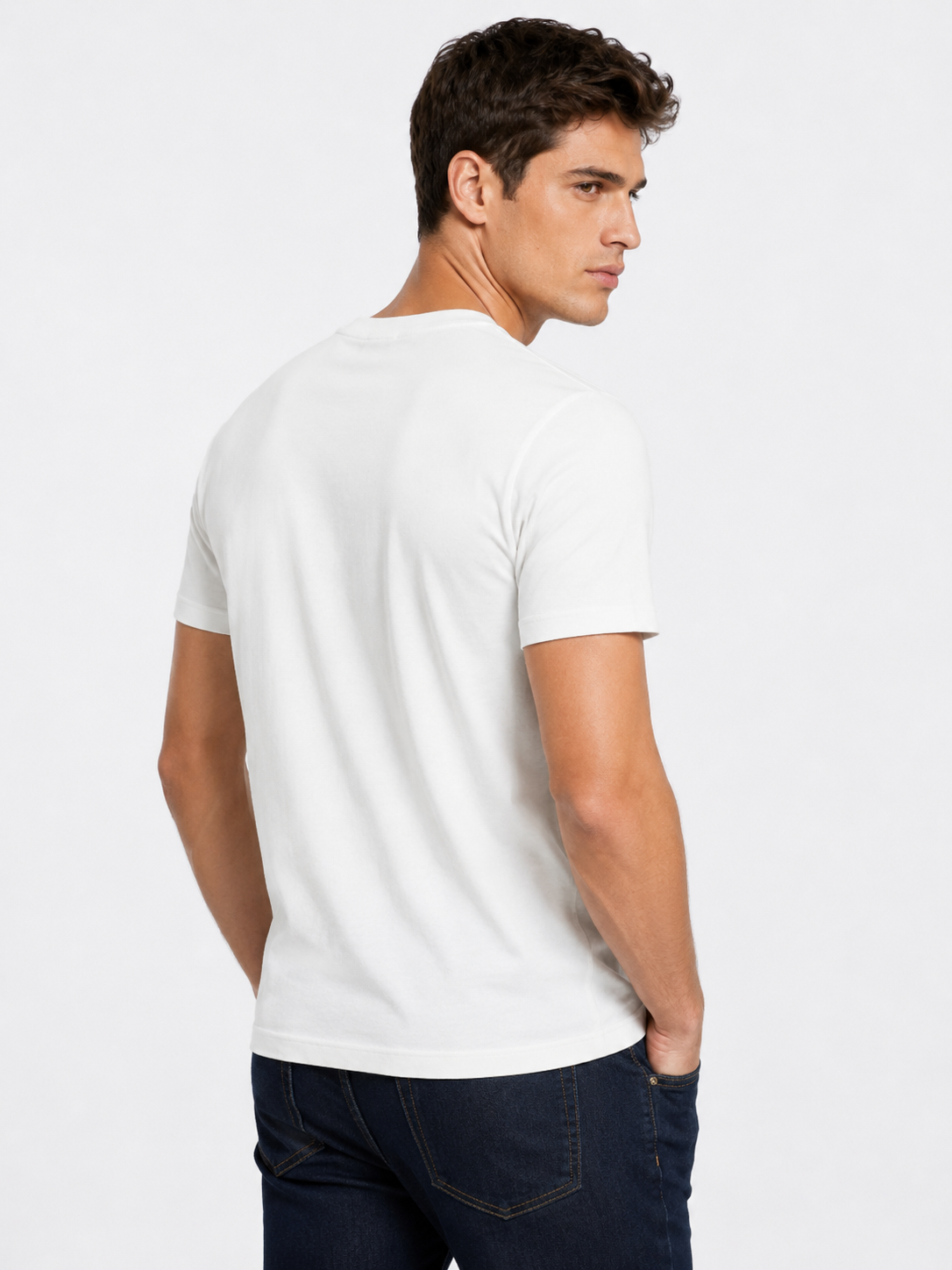 T-shirt homme blanc uni col rond