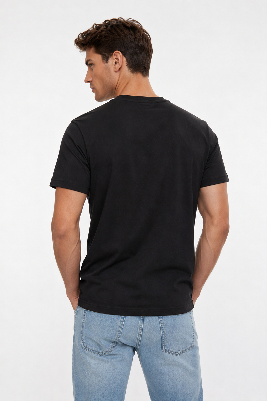 T-shirt homme noir uni col rond