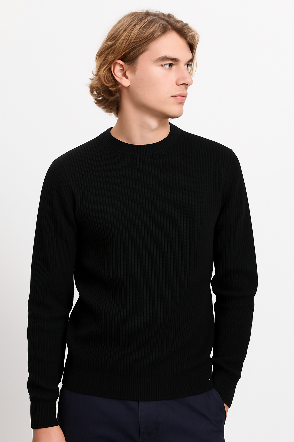 Pull Homme – Col Rond Maille côtelées